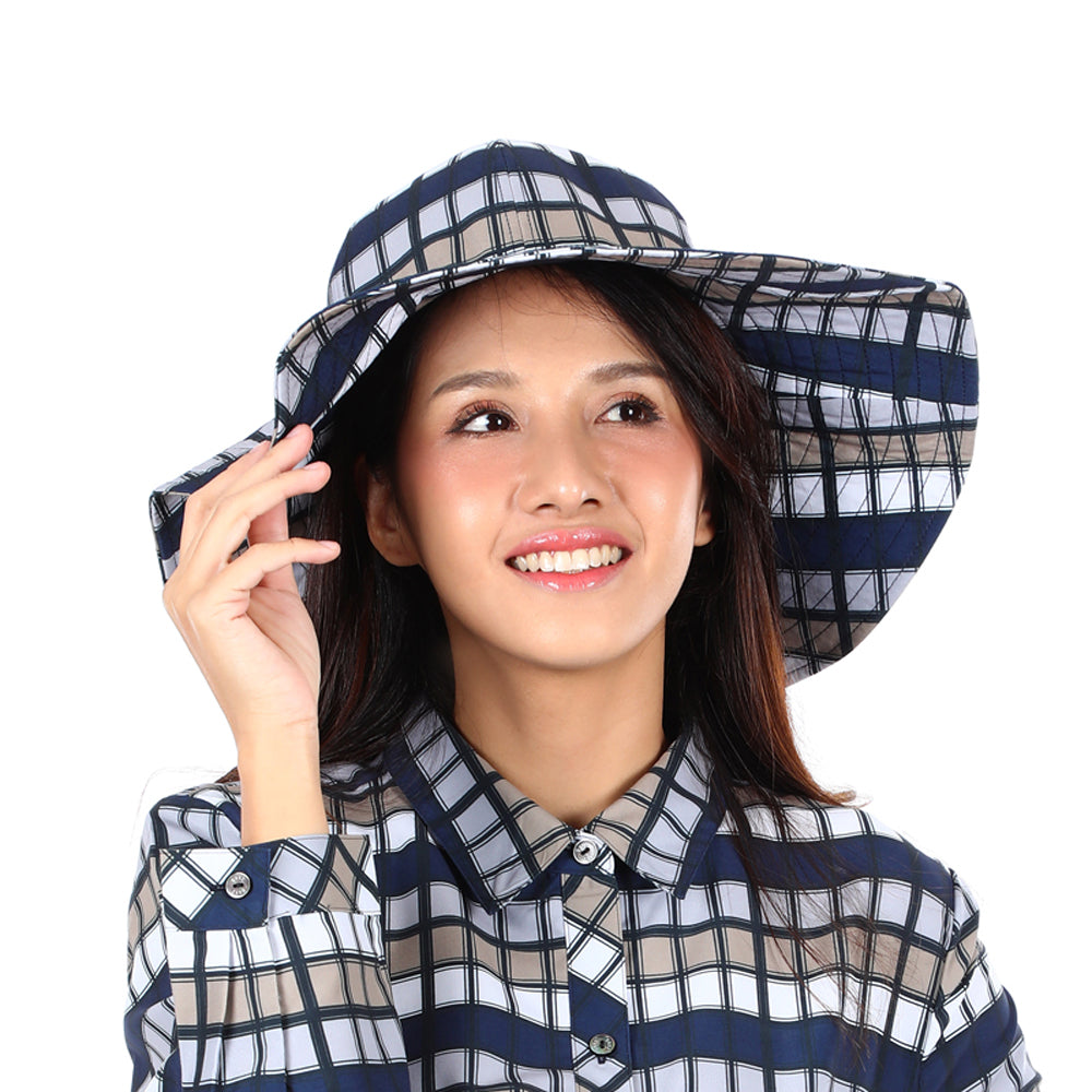 หมวกผู้หญิง ลายเชค รุ่น WCHH601W9NVF0 สีน้ำเงิน