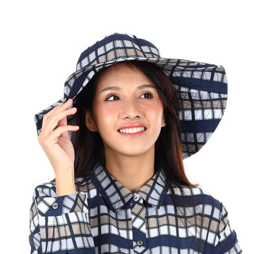 หมวกผู้หญิง ลายเชค รุ่น WCHH601W9NVF0 สีน้ำเงิน