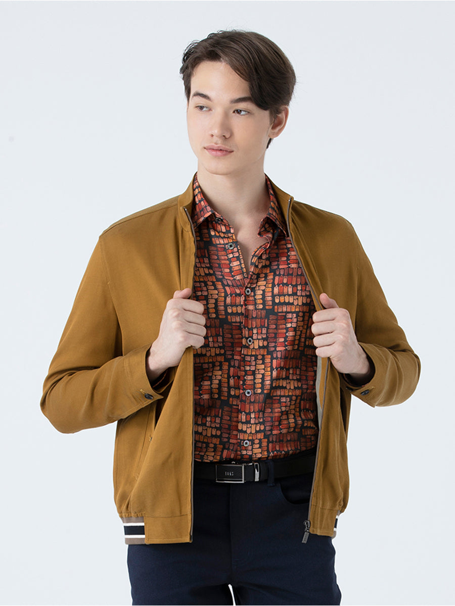 DAKS เสื้อแจ็คเก็ต ผู้ชาย แขนยาว Regular Fit สีน้ำตาล