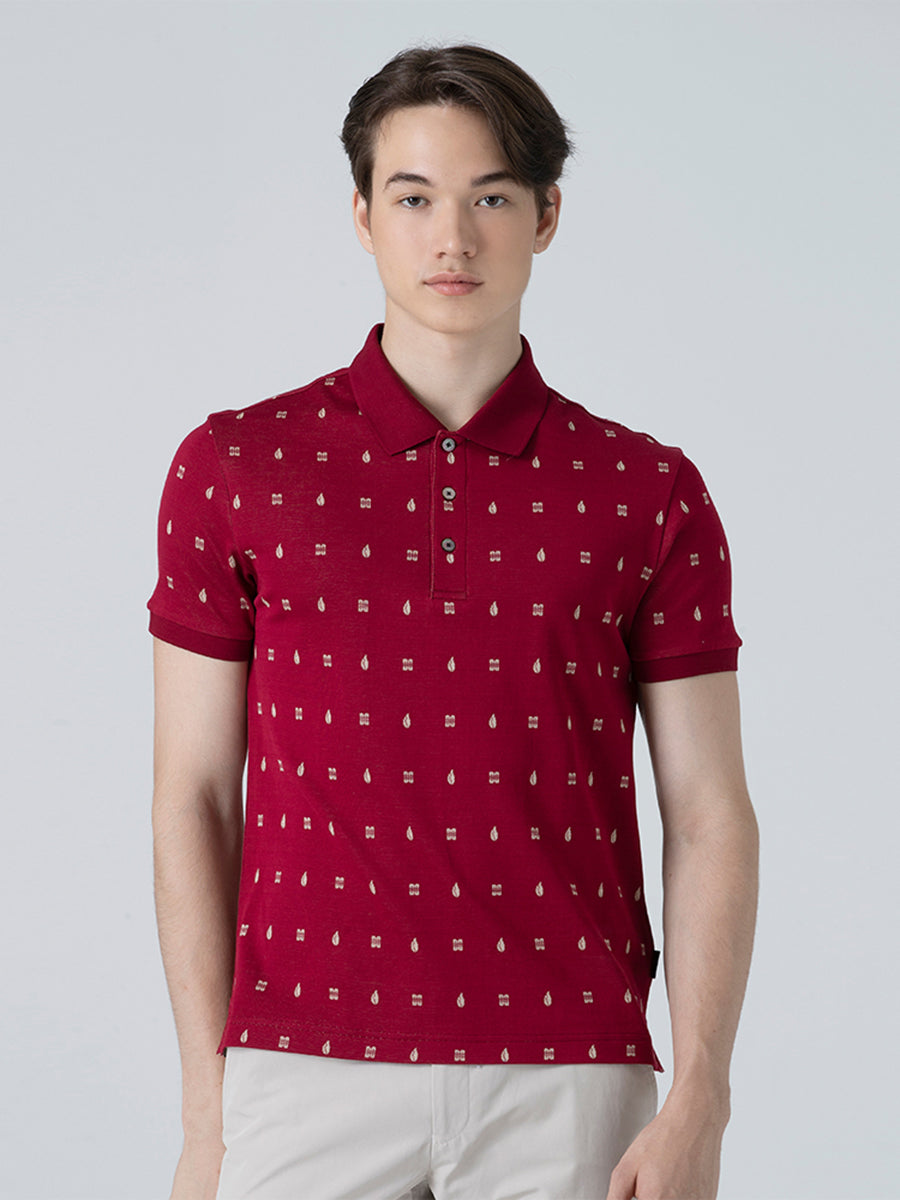 DAKS เสื้อโปโล ผู้ชาย แขนสั้น ทรง Regular Fit สีแดง