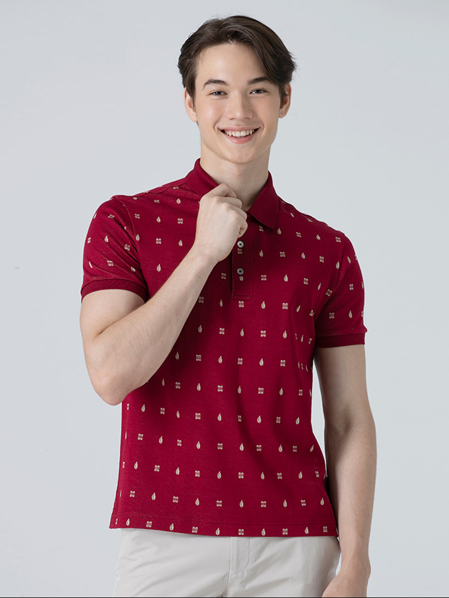 DAKS เสื้อโปโล ผู้ชาย แขนสั้น ทรง Regular Fit สีแดง