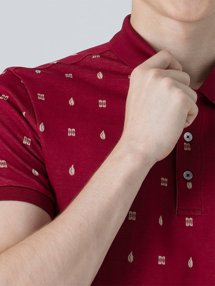 DAKS เสื้อโปโล ผู้ชาย แขนสั้น ทรง Regular Fit สีแดง