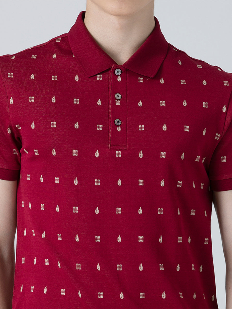 DAKS เสื้อโปโล ผู้ชาย แขนสั้น ทรง Regular Fit สีแดง