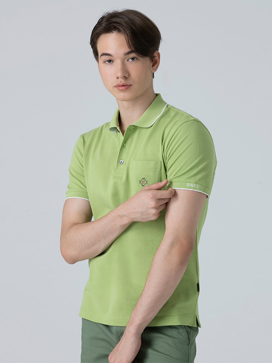 DAKS เสื้อโปโล ผู้ชาย แขนสั้น ทรง Slim Fit สีเขียว