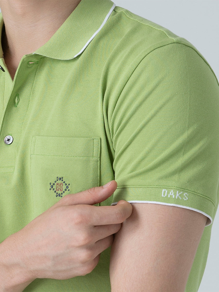 DAKS เสื้อโปโล ผู้ชาย แขนสั้น ทรง Slim Fit สีเขียว