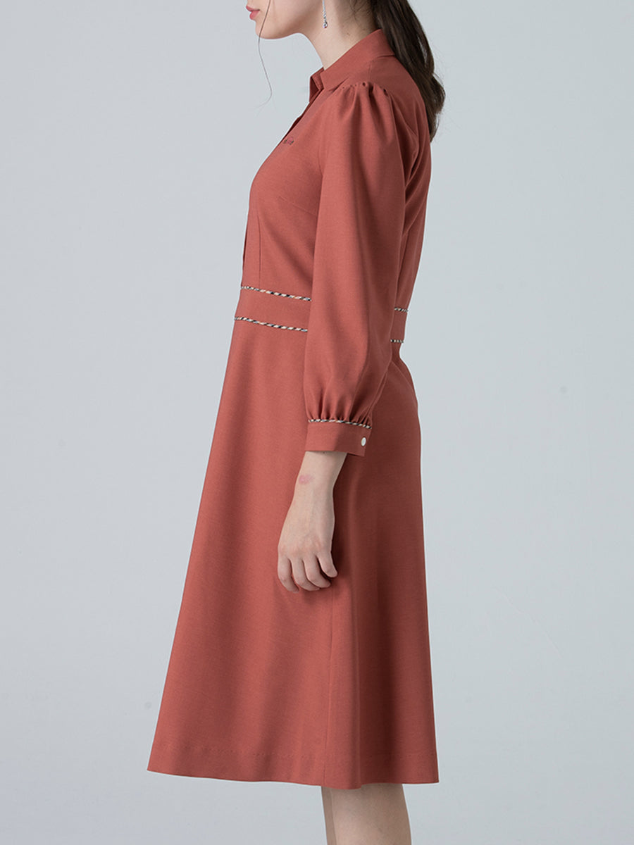 DAKS ชุดเดรส ผู้หญิง แขนยาว ทรง Regular Fit สีชมพู