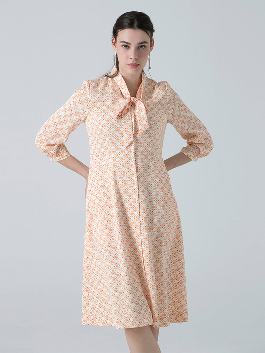 DAKS ชุดเดรส ผู้หญิง แขนยาว ทรง Regular Fit สีส้ม