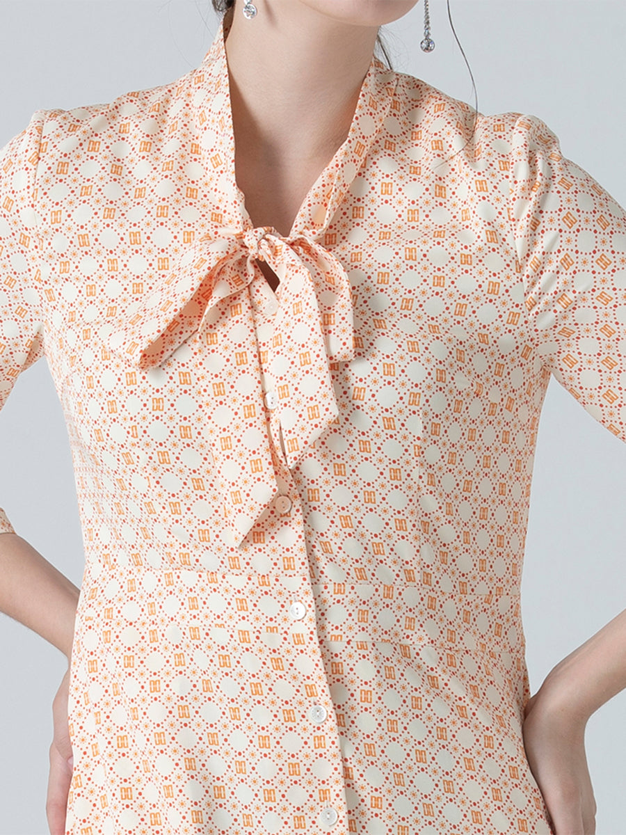 DAKS ชุดเดรส ผู้หญิง แขนยาว ทรง Regular Fit สีส้ม