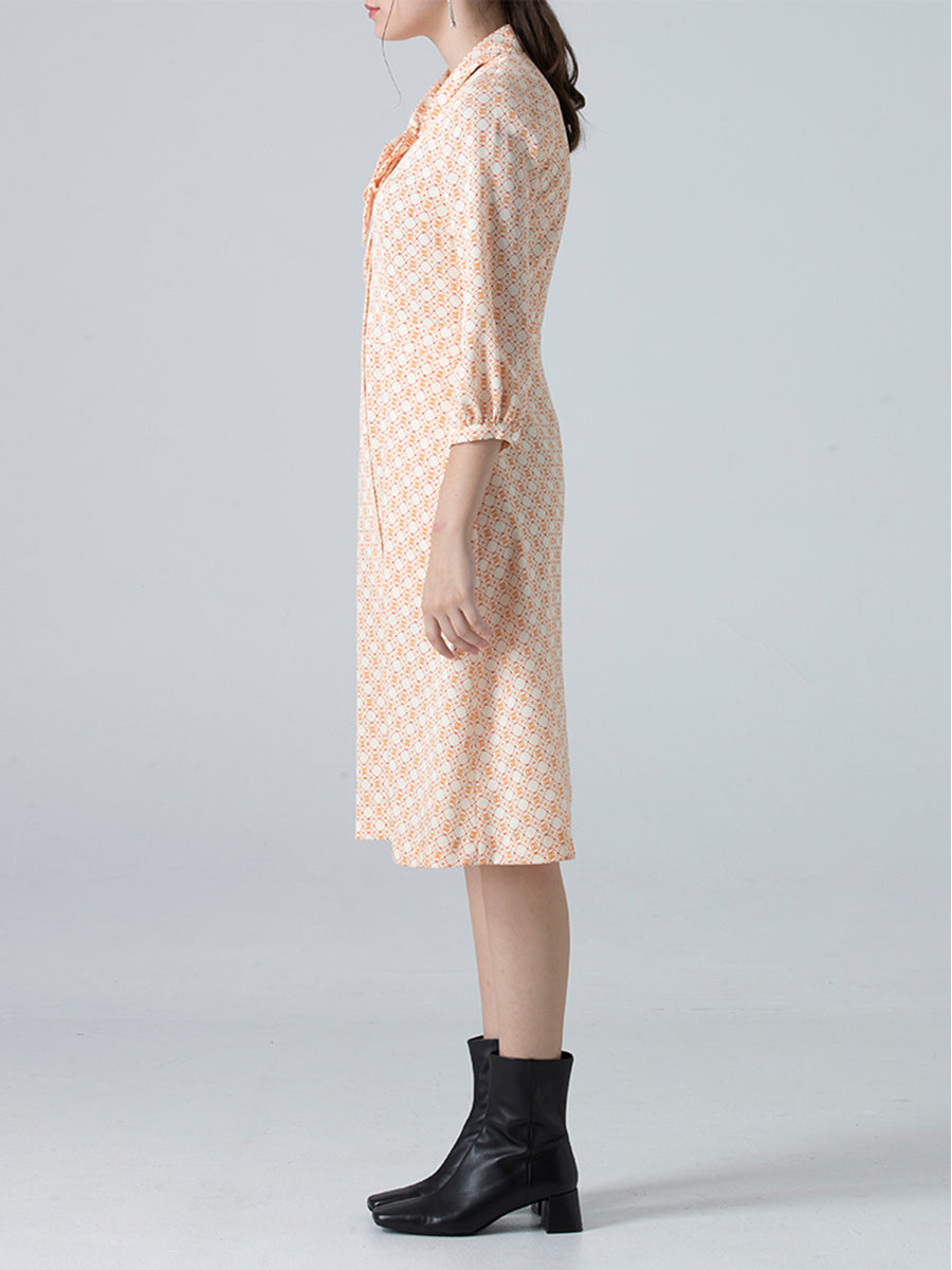 DAKS ชุดเดรส ผู้หญิง แขนยาว ทรง Regular Fit สีส้ม