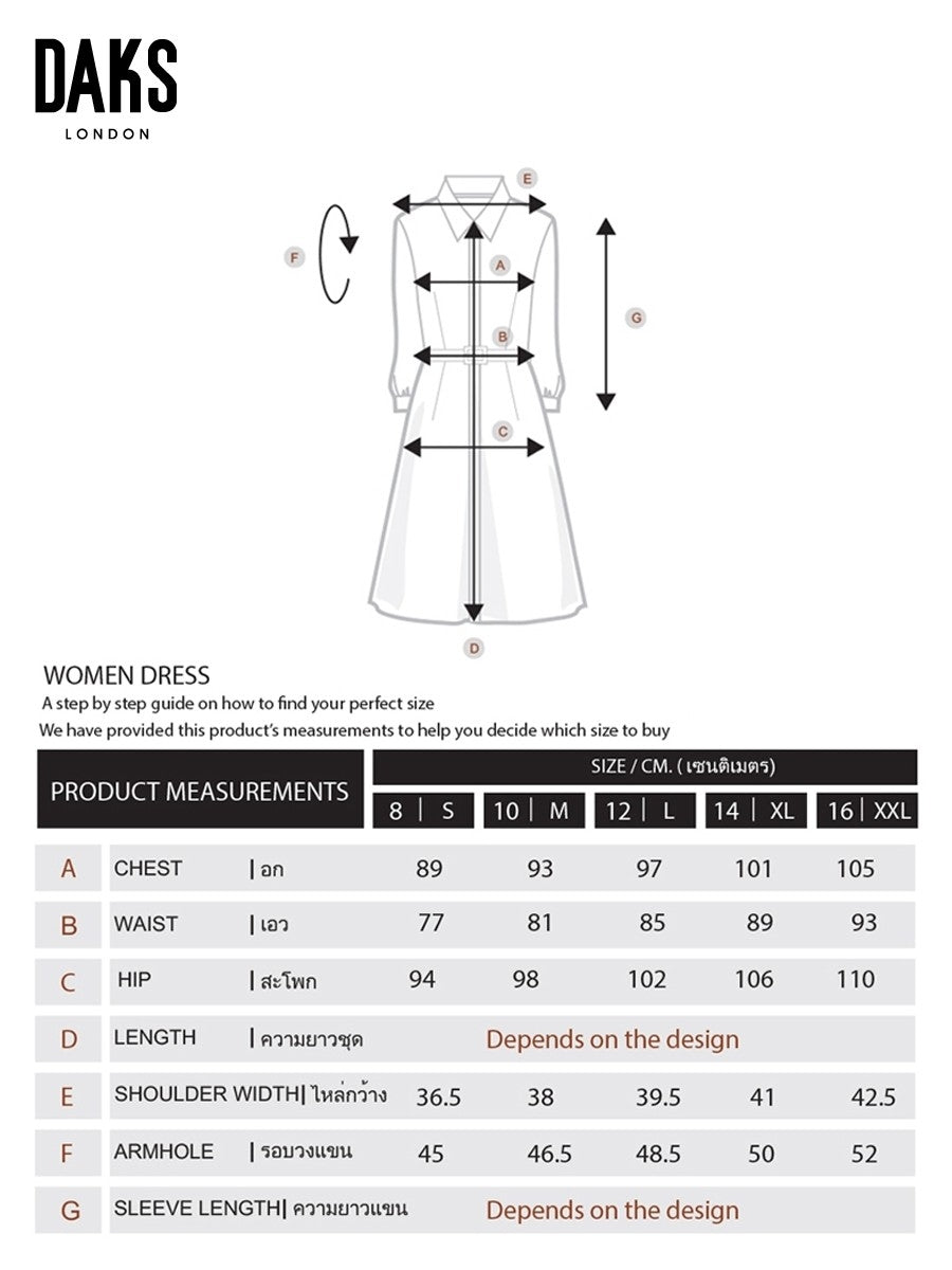 DAKS ชุดเดรส ผู้หญิง แขนยาว ทรง Regular Fit สีน้ำตาล