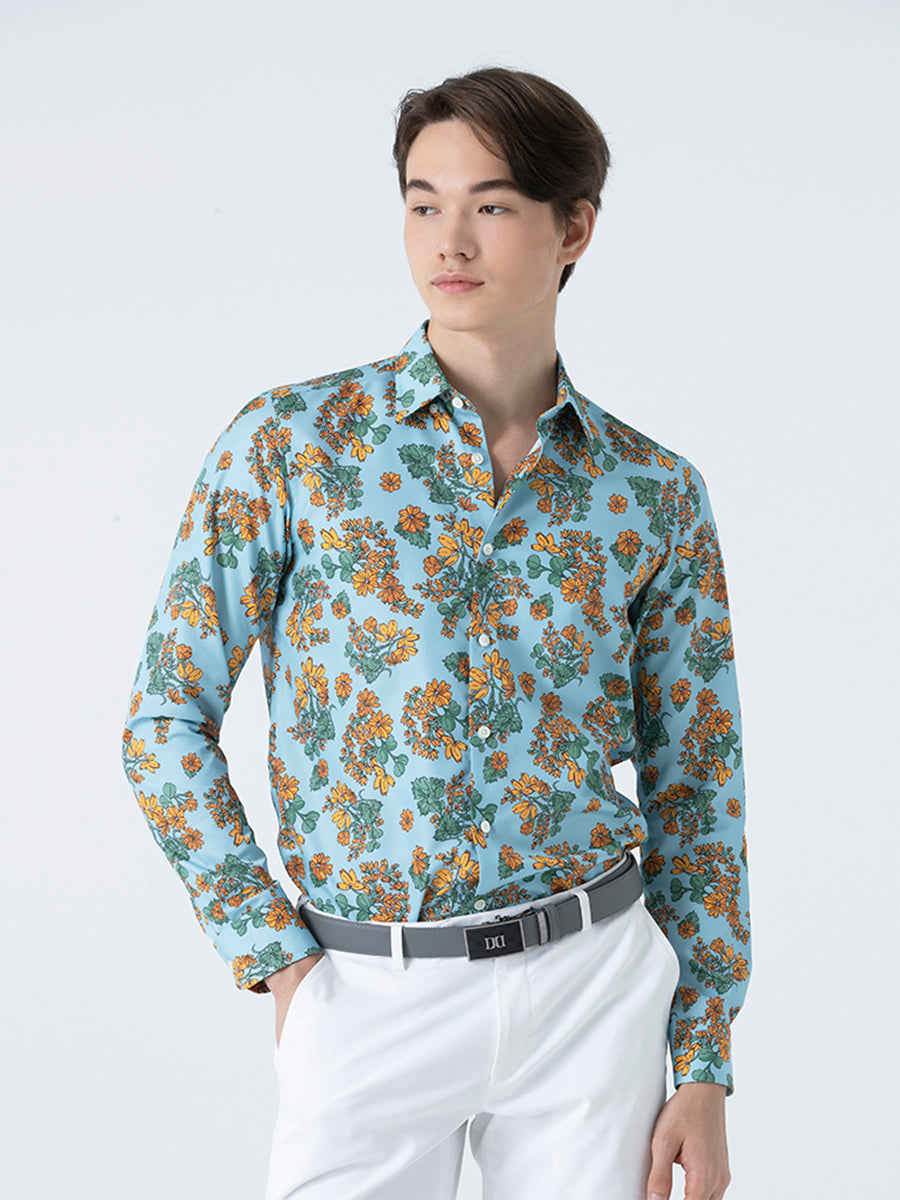 DAKS เสื้อเชิ้ต ผู้ชาย แขนยาว ทรง Smart Fit สีฟ้า