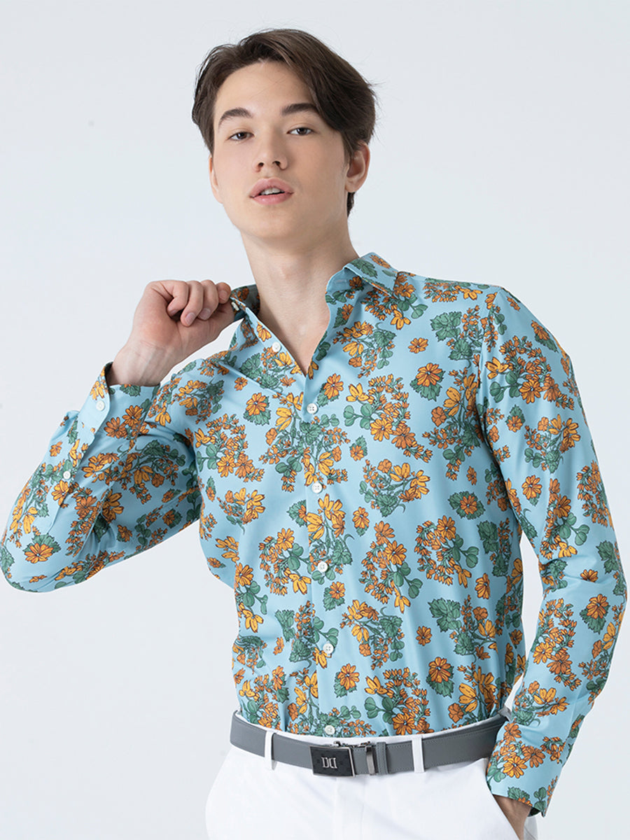 DAKS เสื้อเชิ้ต ผู้ชาย แขนยาว ทรง Smart Fit สีฟ้า