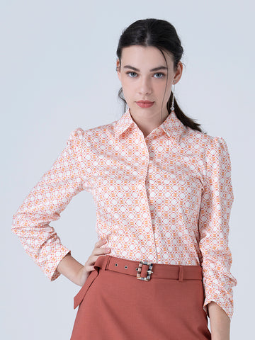 DAKS เสื้อเชิ้ต ผู้หญิง แขนยาว ทรง Regular Fit สีส้ม