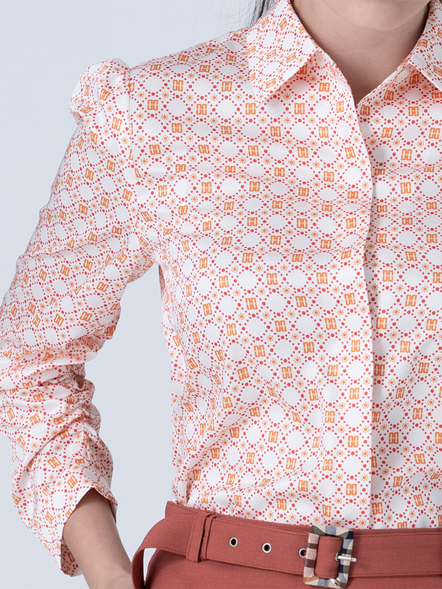 DAKS เสื้อเชิ้ต ผู้หญิง แขนยาว ทรง Regular Fit สีส้ม