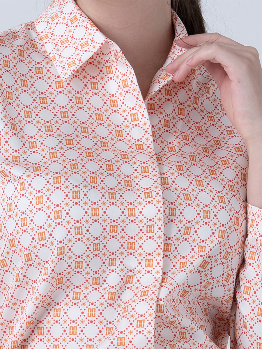 DAKS เสื้อเชิ้ต ผู้หญิง แขนยาว ทรง Regular Fit สีส้ม